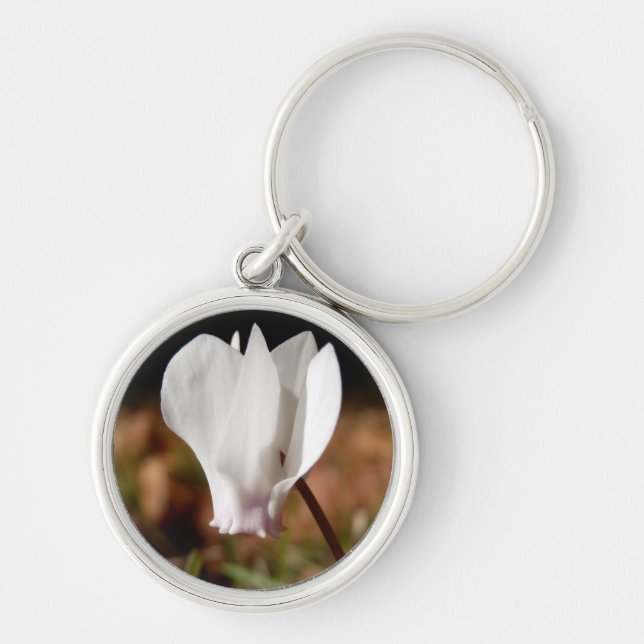 Llavero Anillo de teclas del ciclamen blanco (Frente)