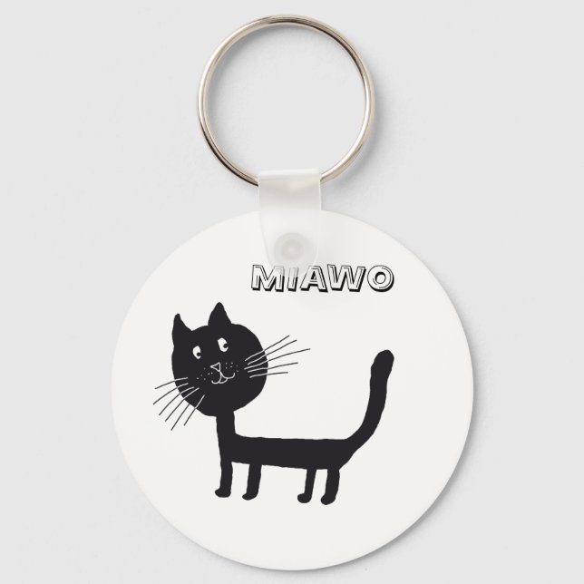 Llavero Anillo de teclas divertidas para gato negro (Anverso)