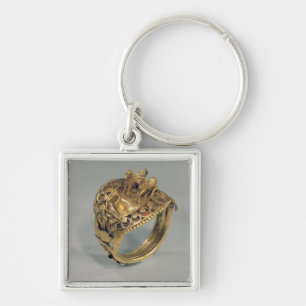 Llavero Anillo del caballo (oro y cornalina)