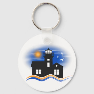 Llavero Anillos clásicos de teclas del faro azul negro del
