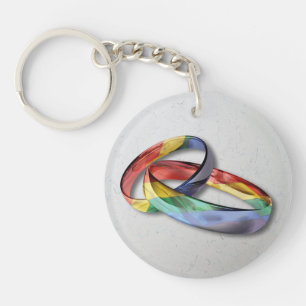 Llavero Anillos de bodas del arco iris para la igualdad de
