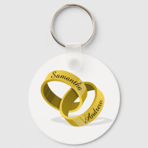 Llavero Anillos de bodas que entrelazan - nombres de