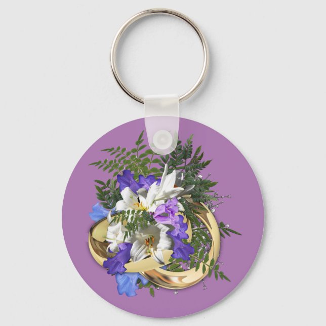 Llavero Anillos de oro Jacaranda Blooms & Lily Bouquet (Anverso)