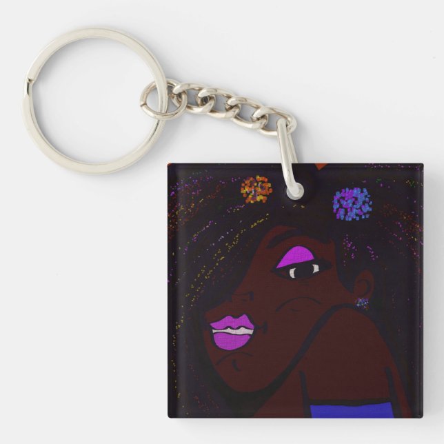 Llavero Animación de Mujer de Color (Frente)