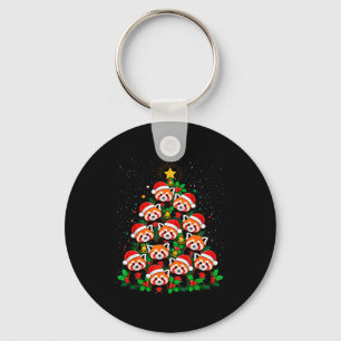 Llavero Animal Árbol de Navidad Sombrero de Santa Panda Ro