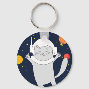 Llavero Animal astronauta de gato con casco espacial