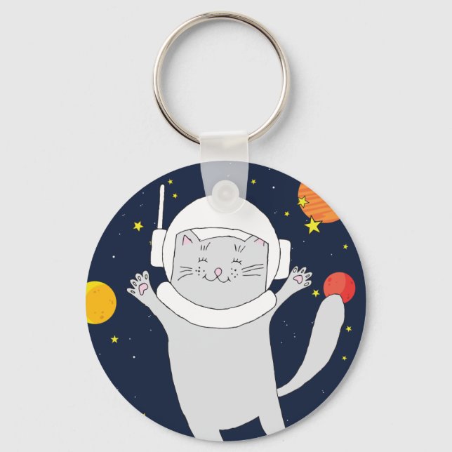 Llavero Animal astronauta de gato con casco espacial (Anverso)