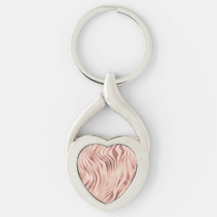 Llavero Animal Cebras Rayas Rosa Brillante Dorado Bronce