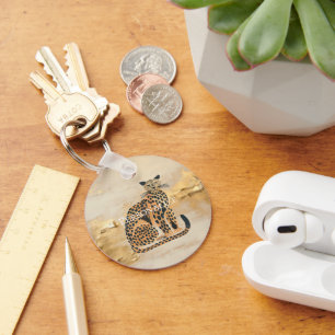 Llavero Animal de Cream Gold Leopard