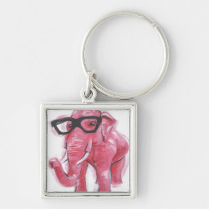 Llavero Animal de Dapper  Elefante Rosa En Anteojos