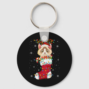 Llavero Animal de Santa Hat Ragdoll Cat En Socks Xmas Tree