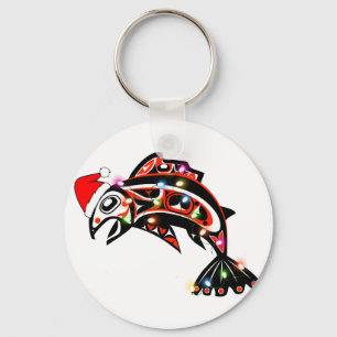 Llavero Animal espiritual Haida Salmon con luces Navidades