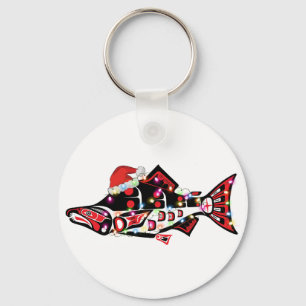 Llavero Animal espiritual Haida Salmon con luces Navidades