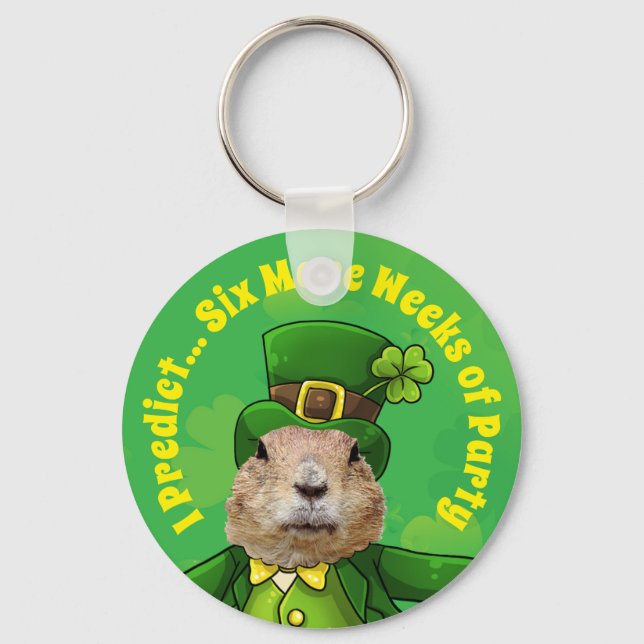 Llavero Animal Fiesta de St. Patrick's Day Groundhog (Anverso)