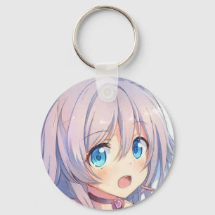 Llavero Animales alarmados chica pelo gris ojos azules man