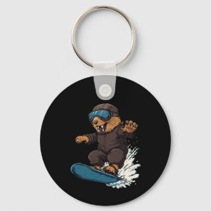 Llavero Animales De Snowboard - castor En Snowboard Snowbo