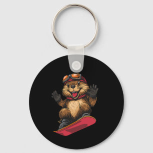 Llavero Animales De Snowboard - castor En Snowboard Snowbo