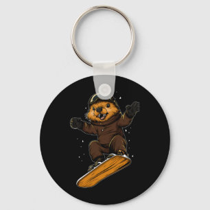 Llavero Animales De Snowboard - castor En Snowboard Snowbo