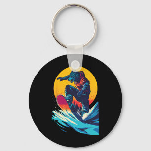 Llavero Animales De Snowboard: Lobo En Snowboard Snowboard