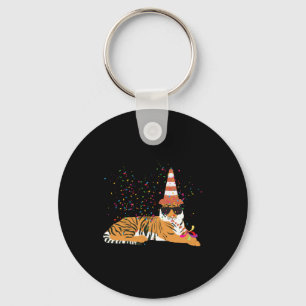 Llavero Animales del tigre de fiesta teniendo una fiesta