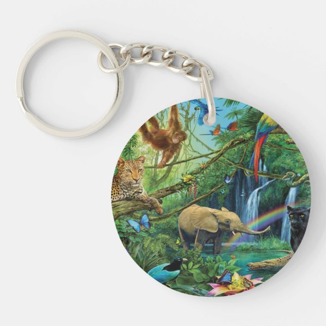 Llavero Animales que viven juntos tiran almohada (Frente)