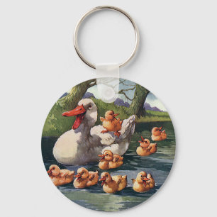 Llavero Animales salvajes de época Aves, Ducklings Duck Fa