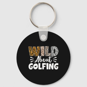 Llavero Animales Salvajes Golfeando Patrón Golfista Leopar