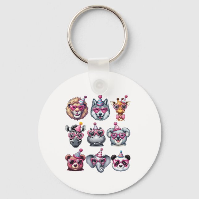 Llavero Animales zoológicos Fiesta de cumpleaños Amantes d (Anverso)