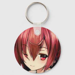Llavero Anime con el pelo magenta chica ojos magenta llave