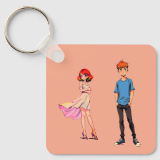 Llavero Anime Couple Square Keychain - 