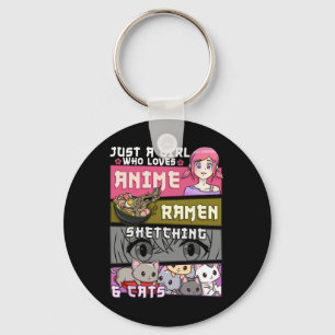 Llavero Anime De Gato Ramen Esbozando Un Chica Que Ama