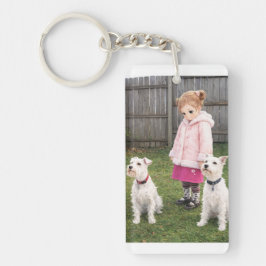 Llavero Anime Girl & Two Dogs Double-Sided Keychain