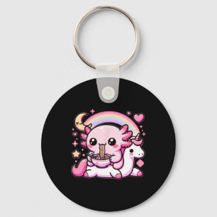 Llavero Anime Kawaii Axolotl Comer fideos Ramen Niños Tee