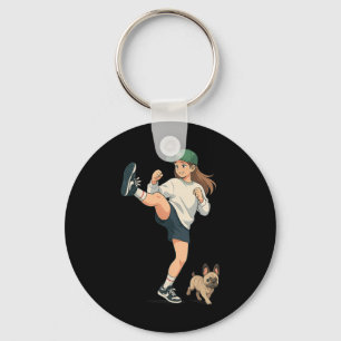 Llavero Anime Kickboxer paseando Streetwear Bulldog Francé
