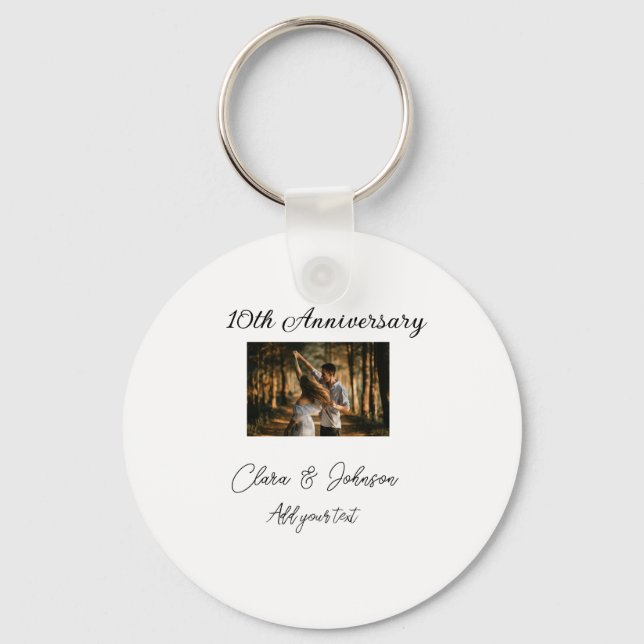 Llavero Aniversario boda agregar nombre año imagen par de  (Anverso)