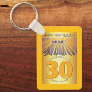 Llavero Aniversario de 30 Años Sobrio   Paso 12 Rayo Dorad