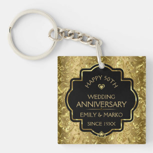 Llavero Aniversario de bodas de oro y negro 50