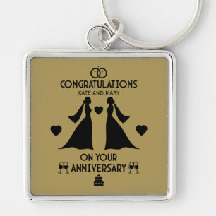 Llavero Aniversario del Boda de Chicas gay