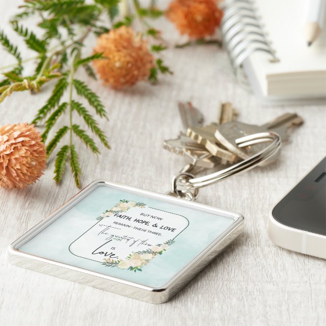 Llavero Aniversario del Boda religioso Fe Esperanza Amor (Lado)