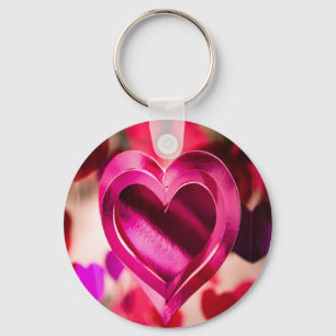 Llavero Aniversario del Día de San Valentín rosa del coraz