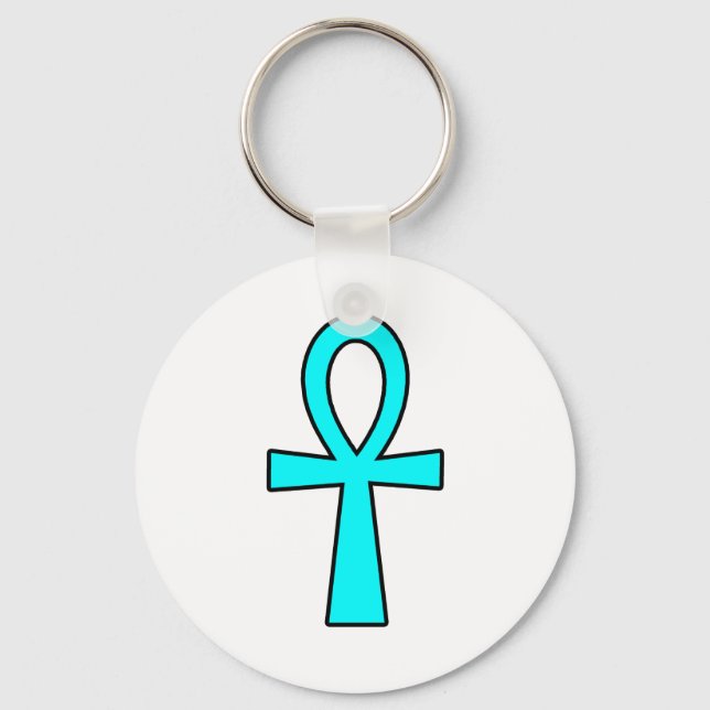 Llavero Ankh Egyptian Hieroglyphic Cross Key Life Blue (Anverso)