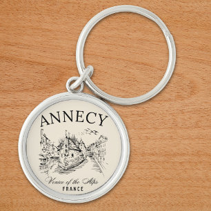 Llavero Annecy Canals Art – Retro French Alps 