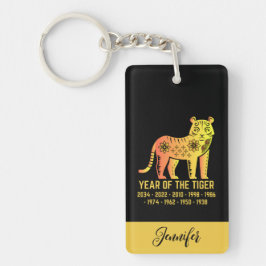 Llavero Año De Gradiente Oro Del Nombre Zodiaco Del Tigre 
