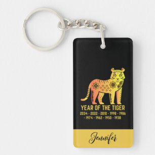Llavero Año De Gradiente Oro Del Nombre Zodiaco Del Tigre 