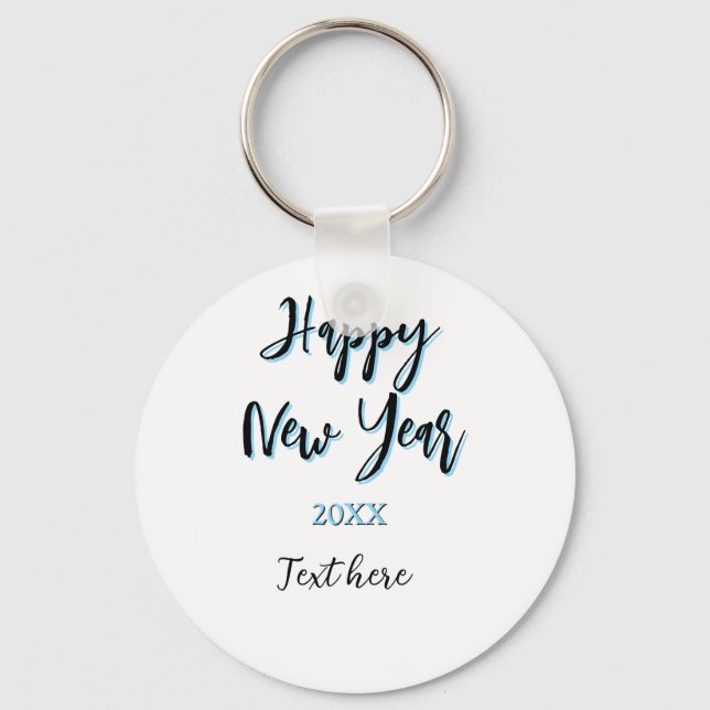 Llavero Año nuevo azul negro audaz año simple (Anverso)