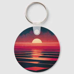 Llavero Años 80 Sintonizador Mar Rojo Y Viejo Atardecer