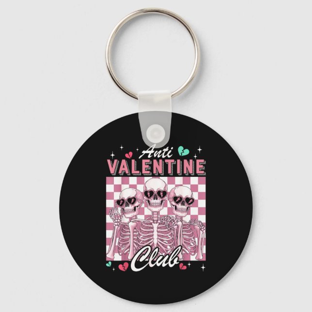 Llavero Anti Valentine Club Skeleton Funny Single Valentin (Anverso)