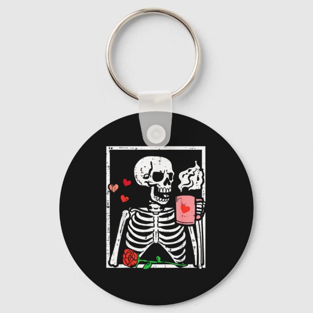 Llavero Anti Valentines Day Skeleton Coffee Funny Men Wome (Anverso)