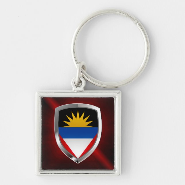Llavero Antigua y Barbuda Emblema metálico (Frente)