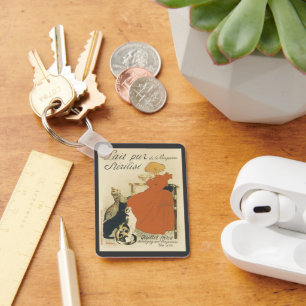 Llavero Antiguo Arte Nuevo Victoriano, Muchacha con Gatos 